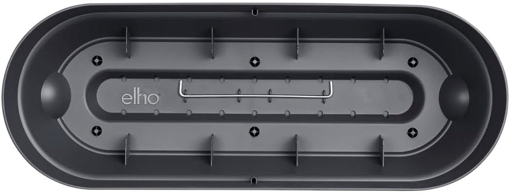 Elho Vibia Campana, ghiveci de balcon cu rezervor de apă, 50 cm, 100% plastic reciclat, Ø 49,0 x H 17,0 cm, negru/antracit