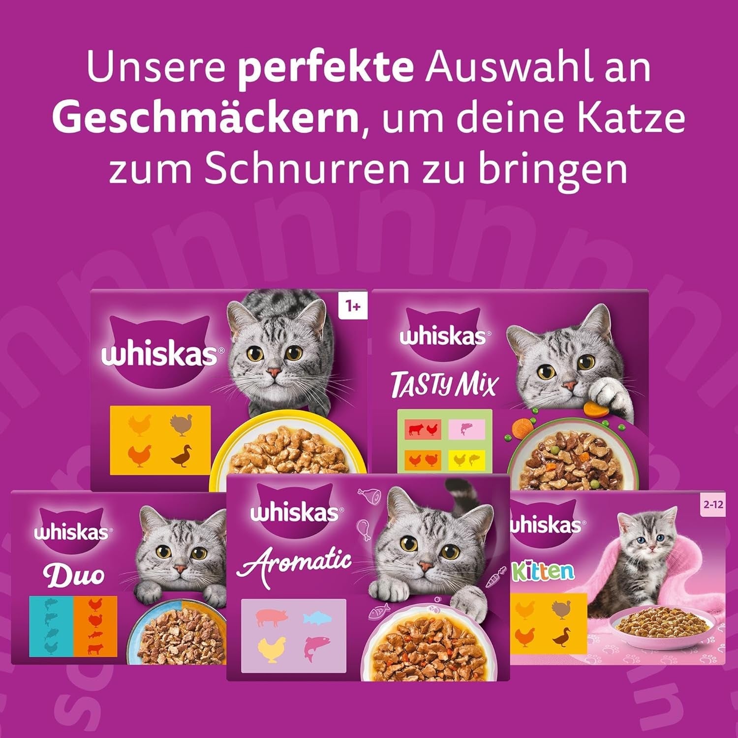Hrană umedă Whiskas Senior 7+ Selecție mixtă în sos, 48 pliculețe, 12x85g (pachet de 4) – Hrană umedă de înaltă calitate pentru pisici de 7 ani și peste