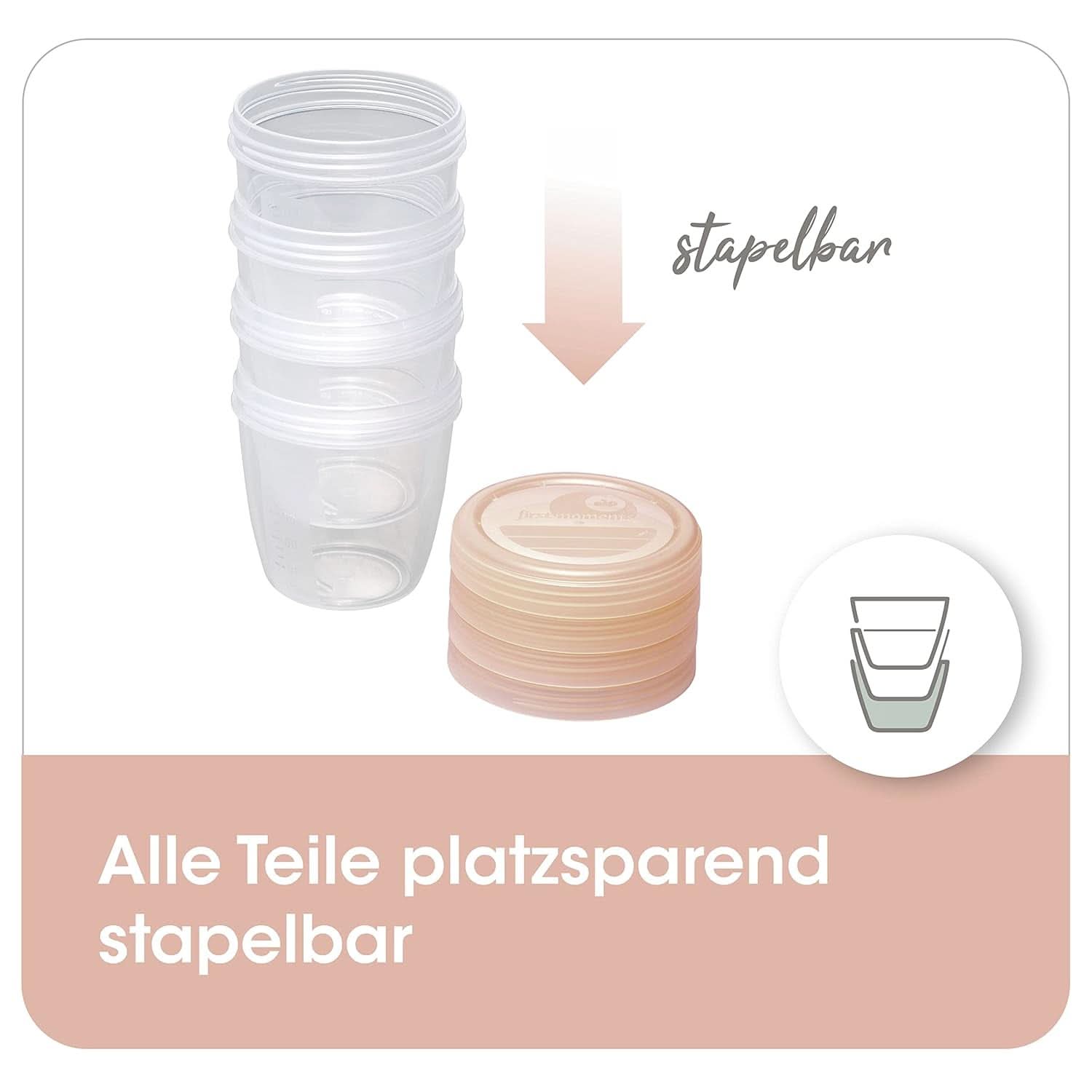 Nádoby na mateřské mléko NIP First Moments 150 ml, 4 kusy: stohovatelné a nepropustné Příslušenství Potraviny a kojení Bebe Naty Shop