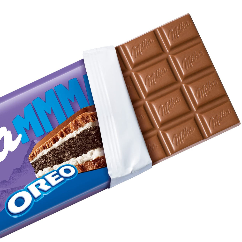 Milka Mmmax Oreo – Čokoláda z alpského mléka s křupavými sušenkami Oreo a mléčným krémem – 300g