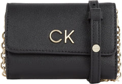 Calvin Klein doamnelor Re-Lock Trifold Sm W/Strap portofele Portofel Femei Naty Shop Negru (Ck Black) Os