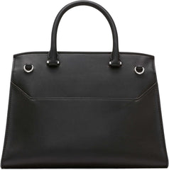 Calvin Klein Ladies Turn Lock Satchel - 2 în 1, piele vegană, 3 buzunare Becky Turnlock Geantă de umăr, negru/argintiu Genti Femei Naty Shop