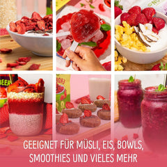 Căpșuni organice liofilizate: 70g căpșuni uscate pentru smoothie bowls, muesli, toppinguri pentru terci - fructe de pădure liofilizate fără zahăr adăugat - căpșuni liofilizate - fructe NutriPur Produse deshidratate Naty Shop