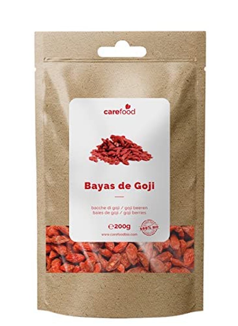 Carefood - Fructe Goji organice - Superfood 100% fructe uscate naturale - gustare organică fără zahăr adăugat și potrivită pentru vegani - aromă dulce cu o ușoară aciditate - 200 g Produse deshidratate Naty Shop Titlu implicit