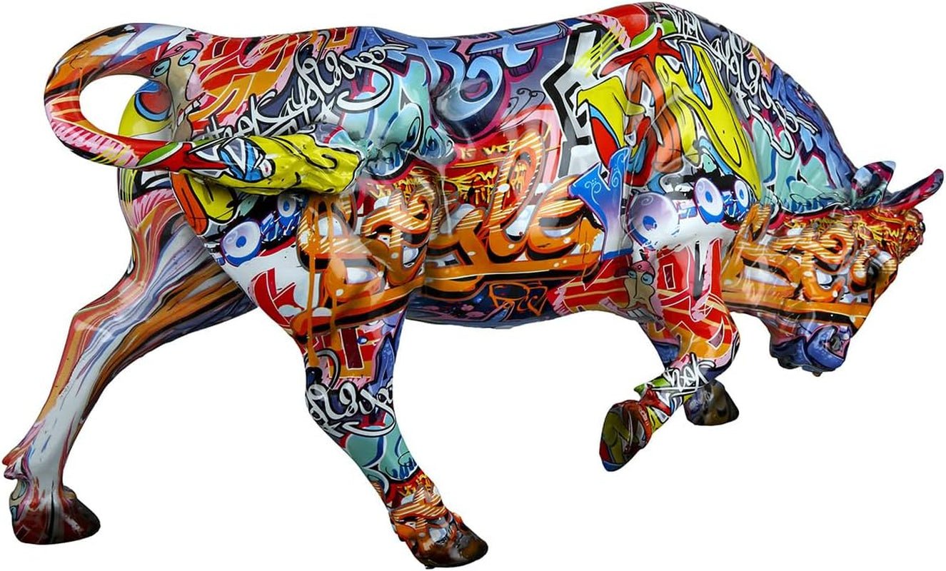 Casablanca figurină decorativă de animale taur - din rășină sintetică în design street art - culoare: multicolor înălțime 27 cm Statuete si sculpturi Naty Shop Titlu implicit