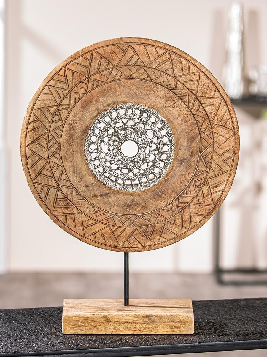 Casablanca sculptură decorativă mare - sculptură rotundă din lemn de aluminiu culoare: argintiu natural - decorare cameră de zi cadou aniversare înălțime 46 cm Statuete si sculpturi Naty Shop Culori naturale Înălțime 46 cm