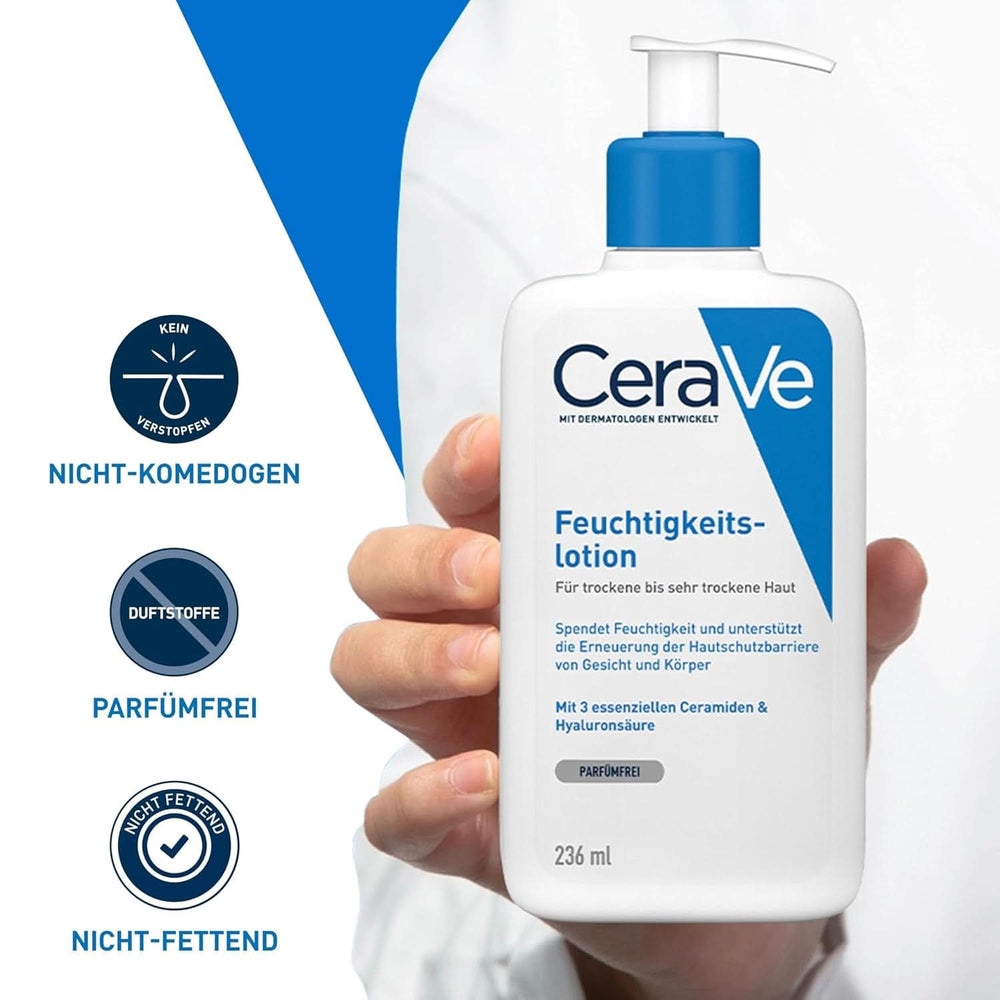 Cerave tělové mléko s dávkovací pumpičkou, vhodné pro atopickou dermatitidu a suchou až velmi suchou pokožku, 236 ml Kosmetika a kosmetika Naty Shop