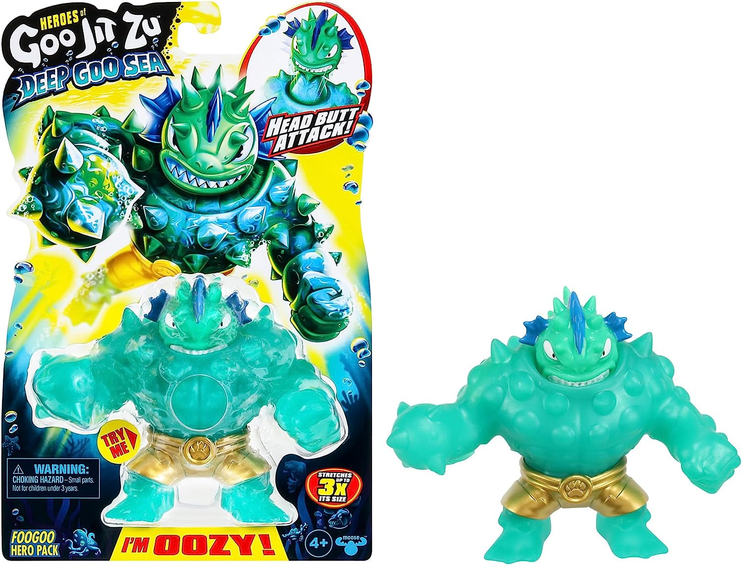 Heroes of Goo Jit To Deep GOO Sea Hero Pack cu Thrash. Figură de acțiune super elastică și extensibilă cu umplutură specială de slime și falcă mobilă Action figures Naty Shop Foogoo