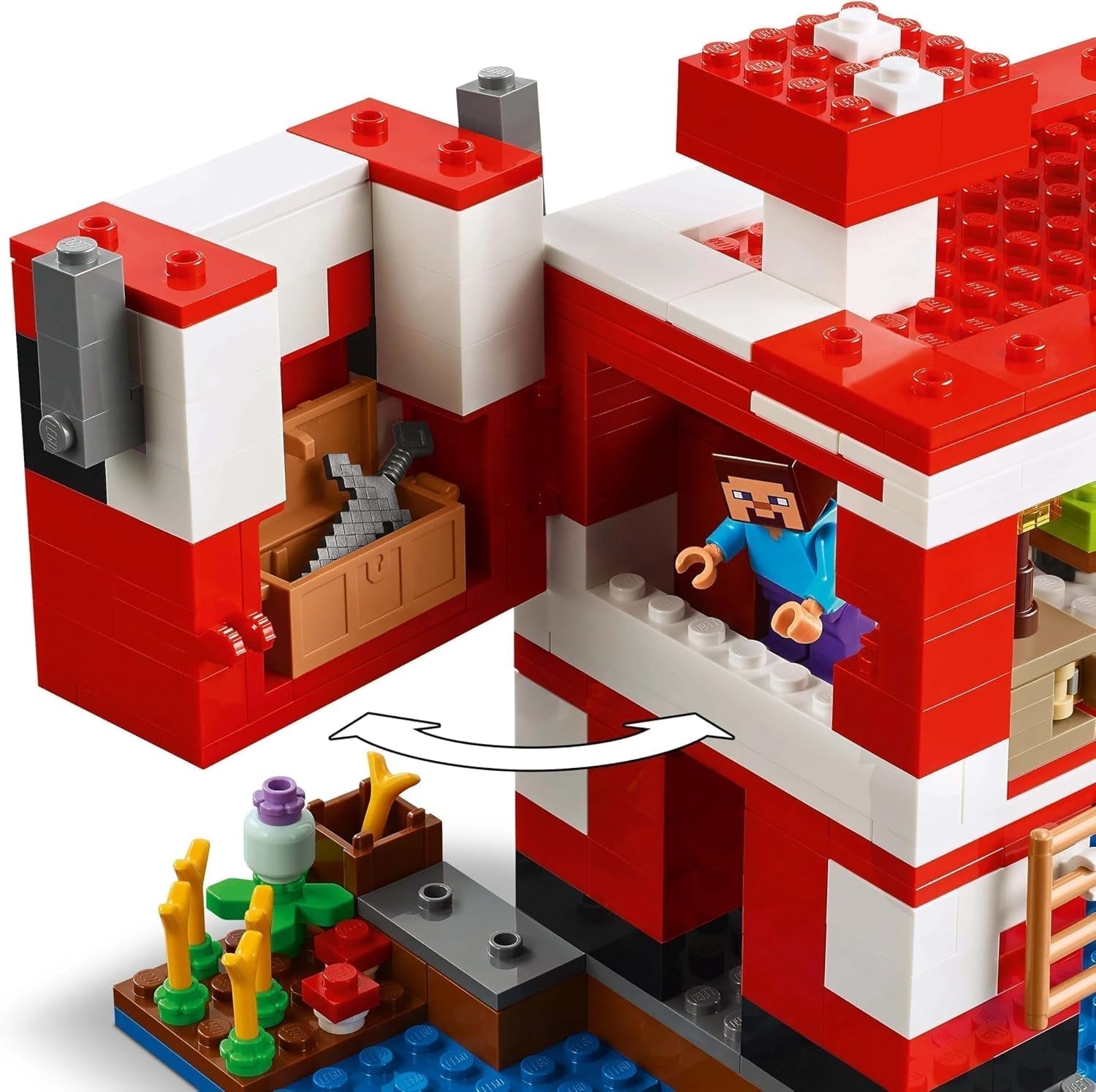 LEGO Minecraft The Mushroom Cow House Videohra Stavební hračka Model Mushroom Land s minifigurkami Steve a další postavy Hrací sada pro chlapce a dívky 8 let 21270 Stavebnice Beuche den LEGO-Store