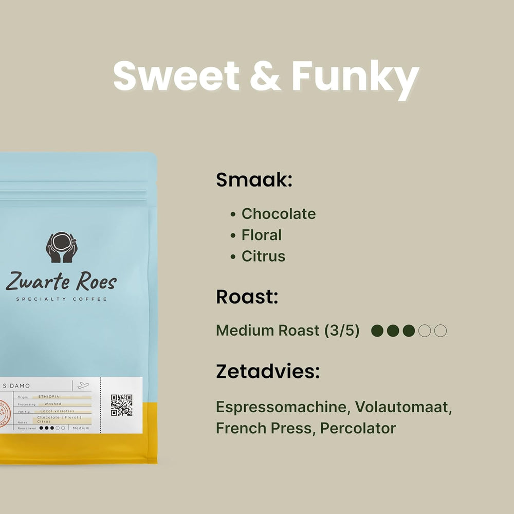 Ethiopia Sidamo – Spezialitätenkaffee (ganze Bohnen) 250 g & 1 kg – 100% Arabica, mittlere Röstung – Fruchtig & blumig: Zitrusfrüchte, Bergamotte, Aprikose – Für Espresso & Filterkaffee