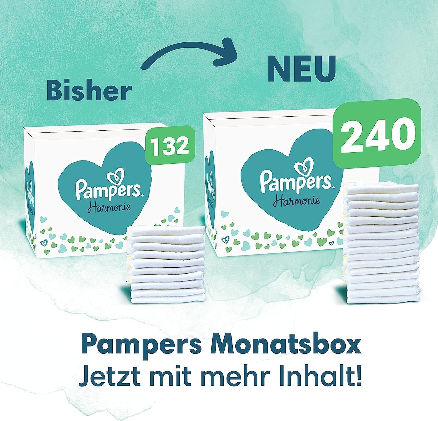 Sada dětských plen Harmonie Velikost 2 (4-8 kg, 240 kusů) MĚSÍČNÍ BOX a Krabice na vlhčené ubrousky Harmonie Aqua Baby 720 ubrousků (15 x 48), Baby Essentials