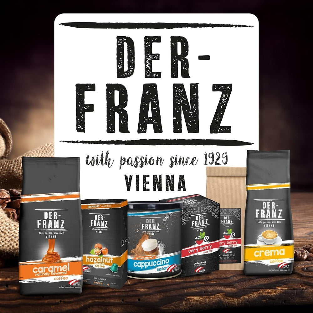 DER-FRANZ Cafea Crema, Intensitate 4/5, 100% Arabica, boabe de cafea întregi Cafea Naty Shop