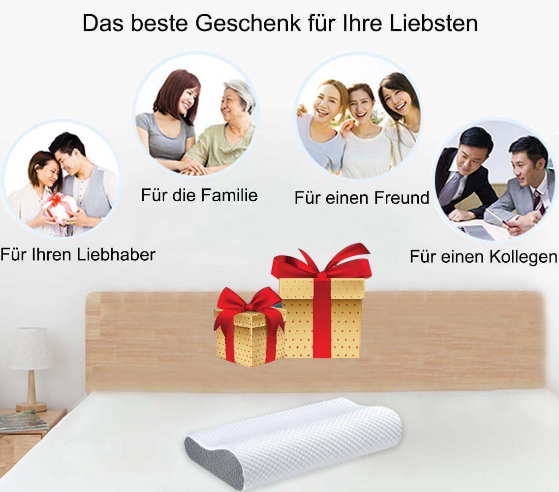 Perna de spumă de memorie Ecosafeter, pernă de sprijin pentru gât, pernă ergonomică pentru gât pentru diferite poziții de dormit cu capac detașabil Perne ortopedice cervicale Naty Shop