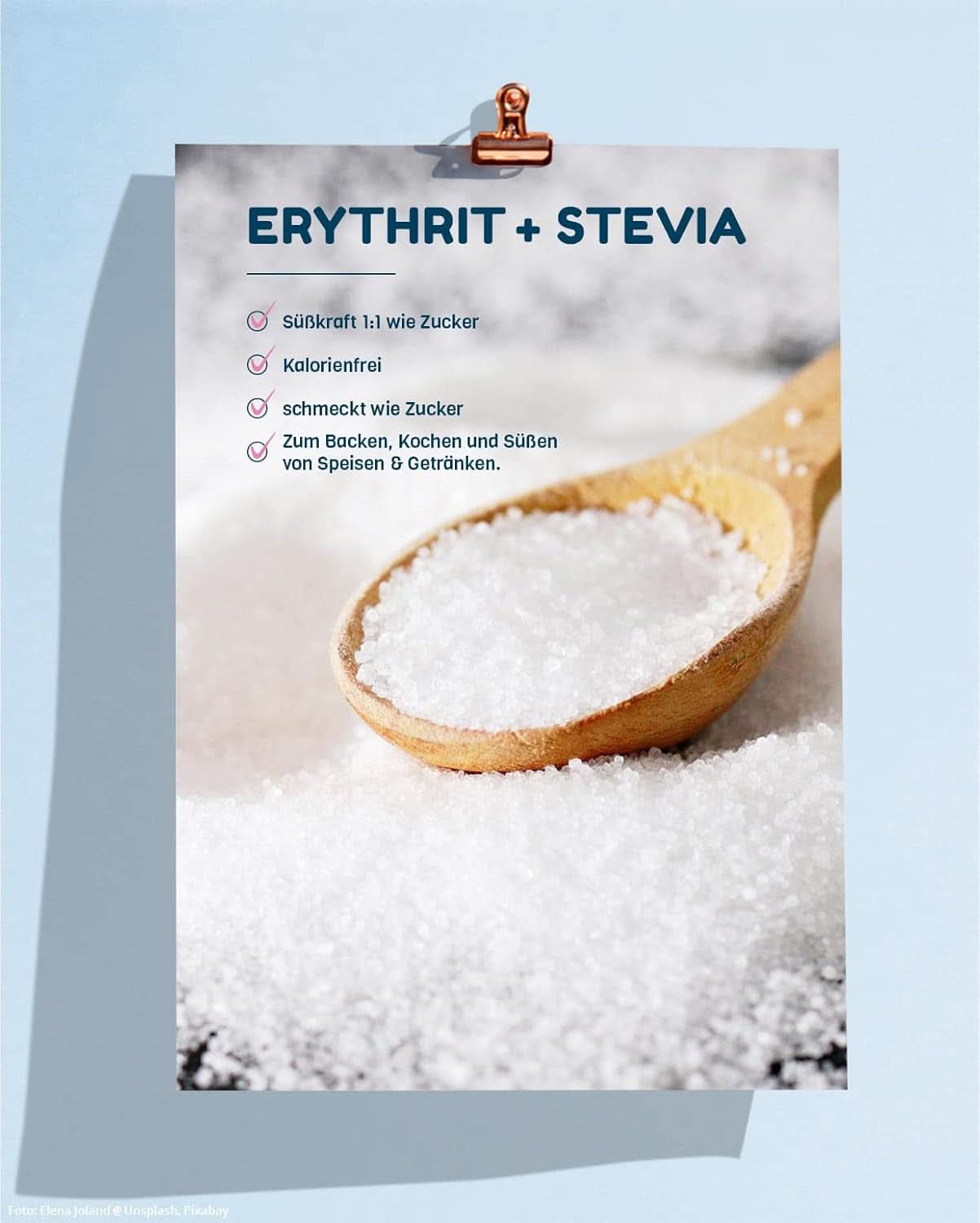 NO SUGAR, Erythritol + Stevia Înlocuitor natural de zahăr fără calorii 1:1 dulceață în comparație cu zahărul, fără aromă, 4,5 Kg Indulcitori Naty Shop