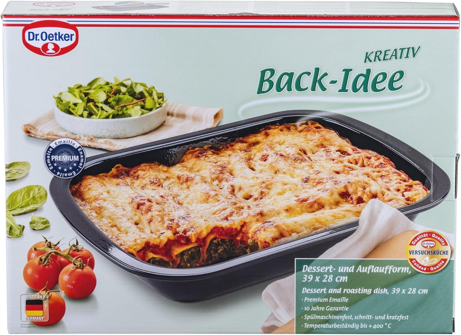 Oetker Back-Idee Kreativ Dessert- Und Auflaufform Aus Enamelle, 39,5 X 28 X 6,5 Cm – Hitzebeständig Bis 400°C, Schnittfest, Kratzfest, Induktionsgeeignet, Schwarz Formy a plechy Naty Shop