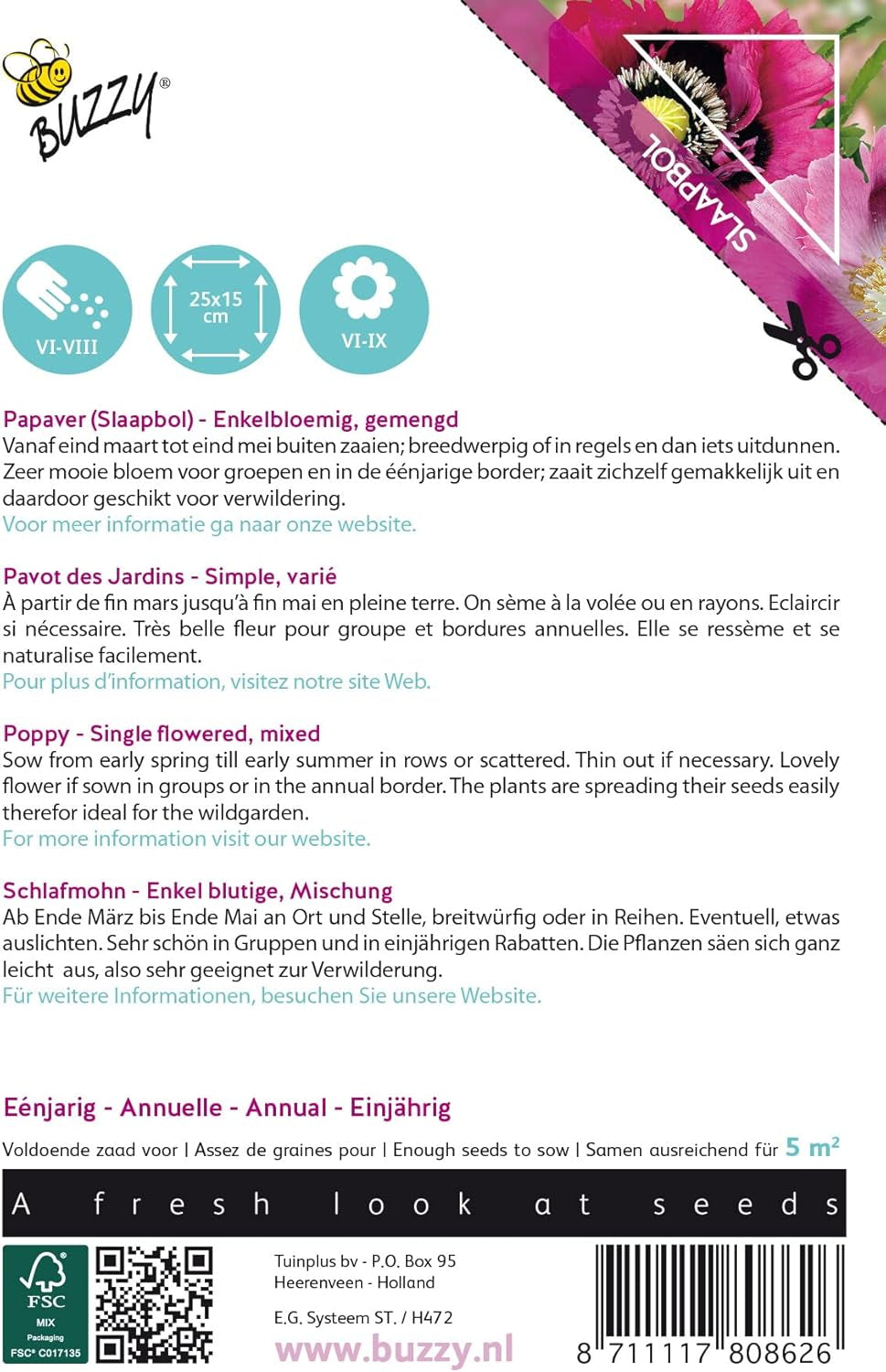 Květy máku Buzzy Mix makovic Somniferum