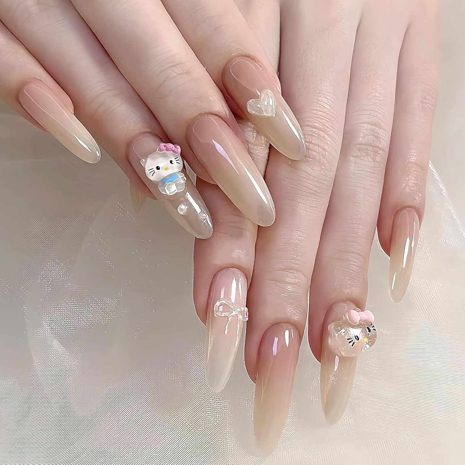 Talisoane 3D pentru unghii cu pisici, sclipici pentru unghii, paiete, talisoane pentru unghii din rășină, pietre prețioase pentru unghii, diamante pentru nail art, inclusiv stick de ceară pentru unghii cu strasuri (pisică colorată)
