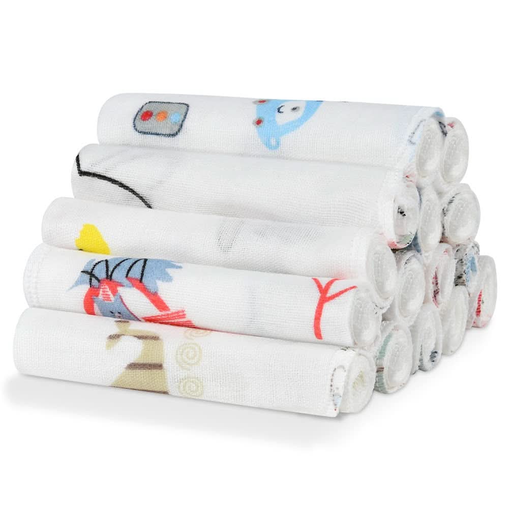 Dětské mušelínové ručníky, balení 8 ks savých ručníků z organické bavlny, 25 x 25 cm Mother and Baby Naty Shop