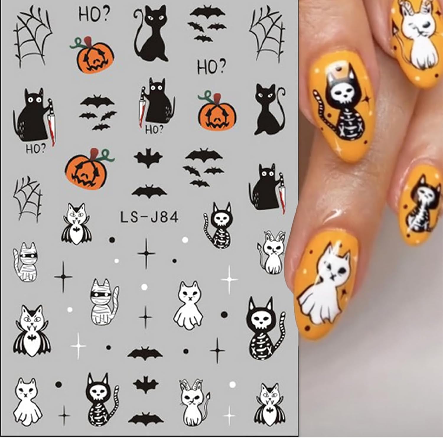 Nagelsticker Halloween, 8 Blätter Halloween Nagelsticker, Kürbis Nail Sticker, Nail Art, Nagel Charms, Nagel Zubehör, Nageldesign, Christmas (Typ A)