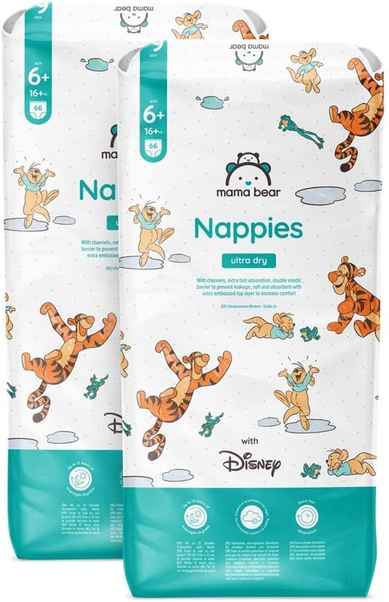 Značka Amazon: Mama Bear Disney Ultra Dry plenky, velikost 3 (4–9 kg) – měsíční krabička, bílá, počet 172 (2 balení po 86)