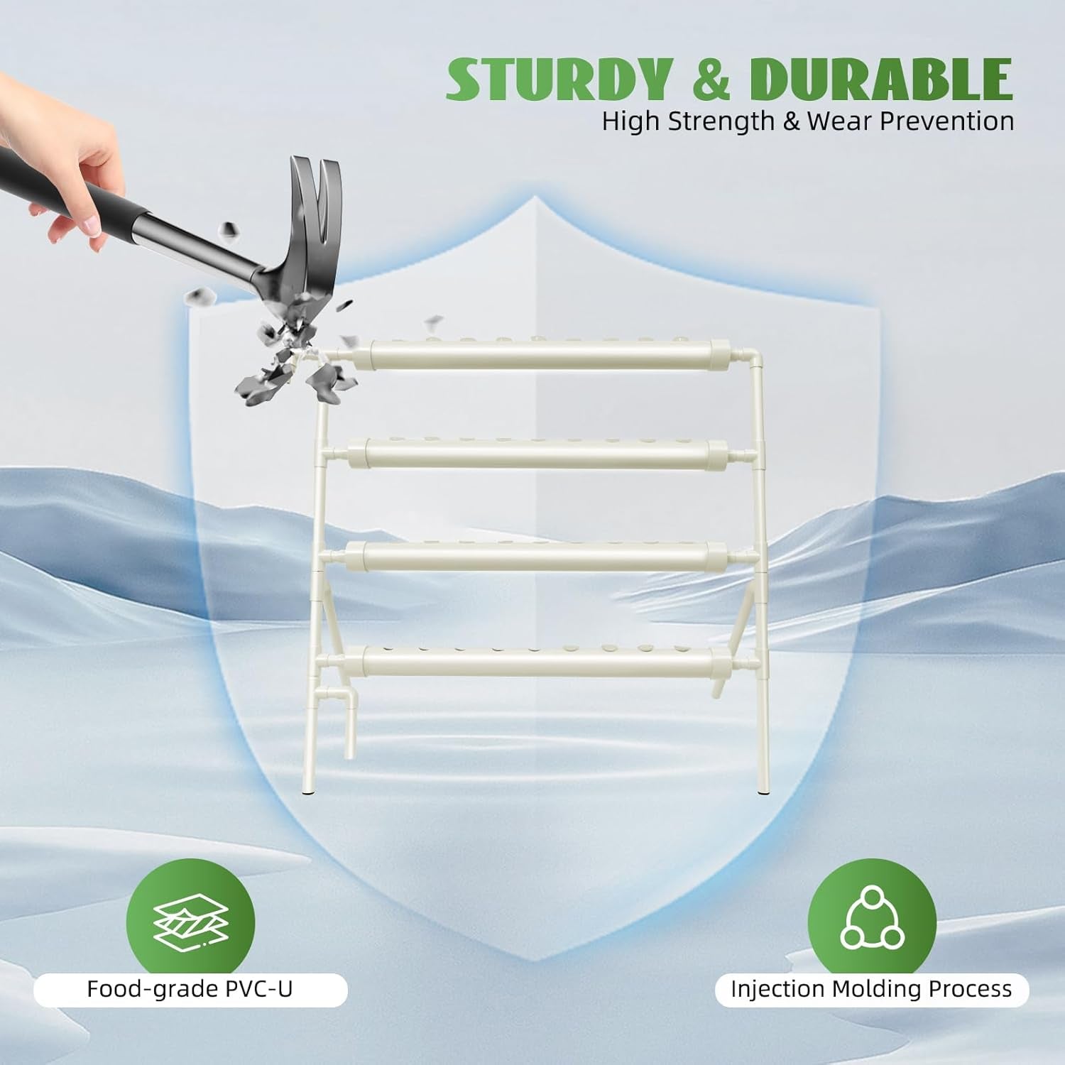 Hydroponický systém, věžová sada pro hydroponické pěstování, 4patrový podstavec s 36 sázecími otvory, systémy pro pěstování rostlin bez půdy pro zahradu, kanceláře a další vnitřní a venkovní prostory