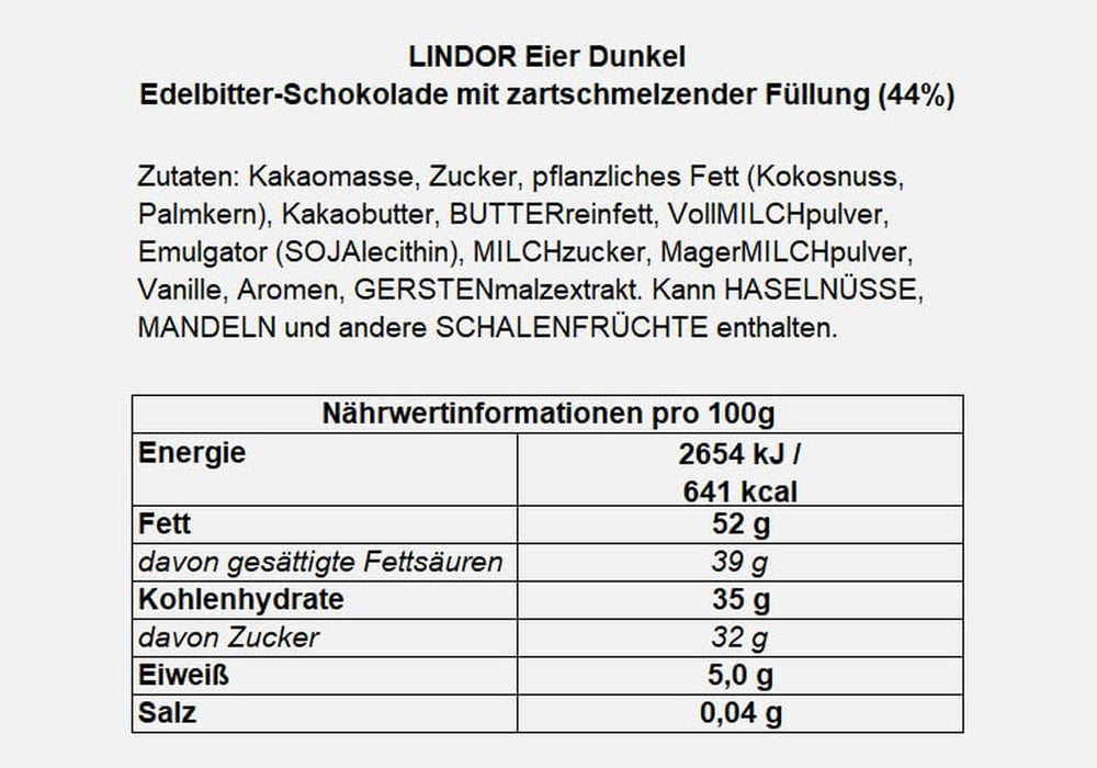 Vejce LINDOR s čokoládou Lindt | 4 krabice po 450 g | Vejce LINDOR s mléčnou čokoládou rozpouštějící se v ústech, bílou, tmavou a oříškovou náplní | Velikonoční čokoláda | Čokoládový dárek | Velikonoční vajíčka | Čokoládová vajíčka