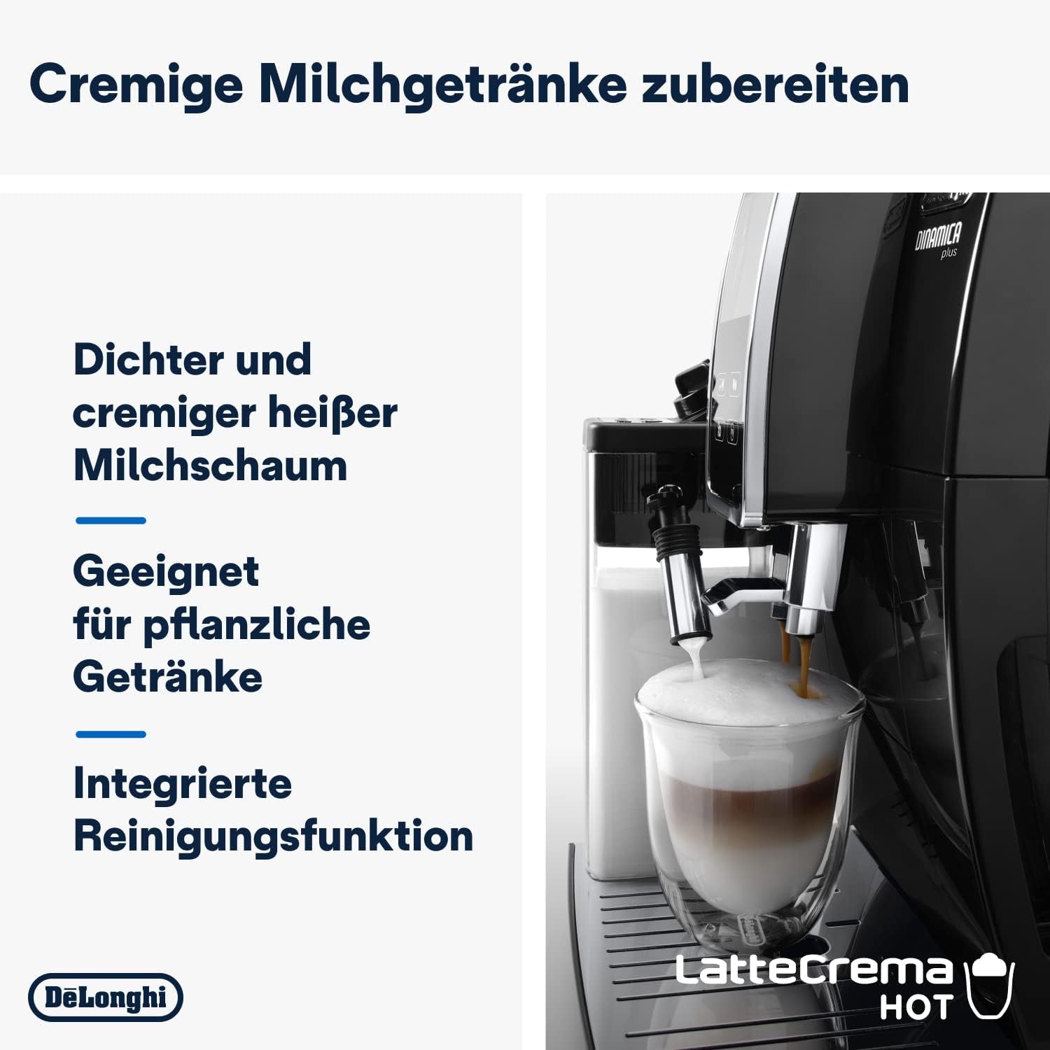 De'Longhi Dinamica Plus ECAM 370.70.B Espressor complet automat cu sistem LatteCrema Milk, Cappuccino și Espresso, ecran tactil color TFT de 3,5 inci și control prin aplicație, funcție cafetieră, negru
