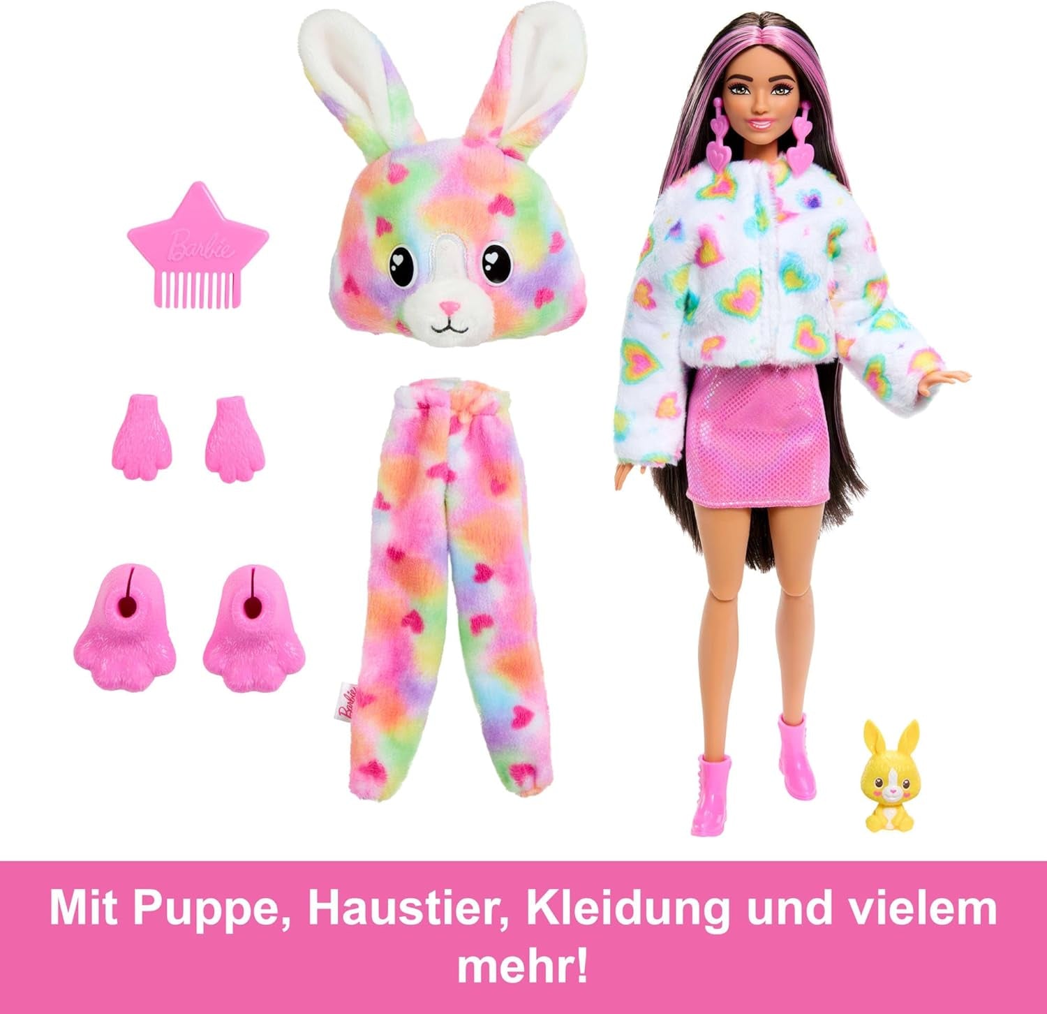 Barbie Cutie Reveal Doll și accesorii, costum de pluș Batik Bunny și 10 surprize cu schimbare de culoare, seria Color Dream, HRK38 Papusi Naty Shop