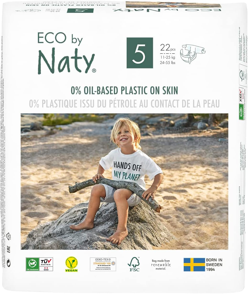 Eco by Naty Premium jednorázové plenky pro citlivou pokožku, velikost 5, 11-25 kg, (1 x 22 kusů)