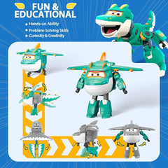 Super Wings EU770447 - Transformující se Tino & Pet, transformující se figurka cca. 14,5 cm a mazlíček o výšce cca. 4,3 cm, pro děti od 3 let Akční figurky Naty Shop