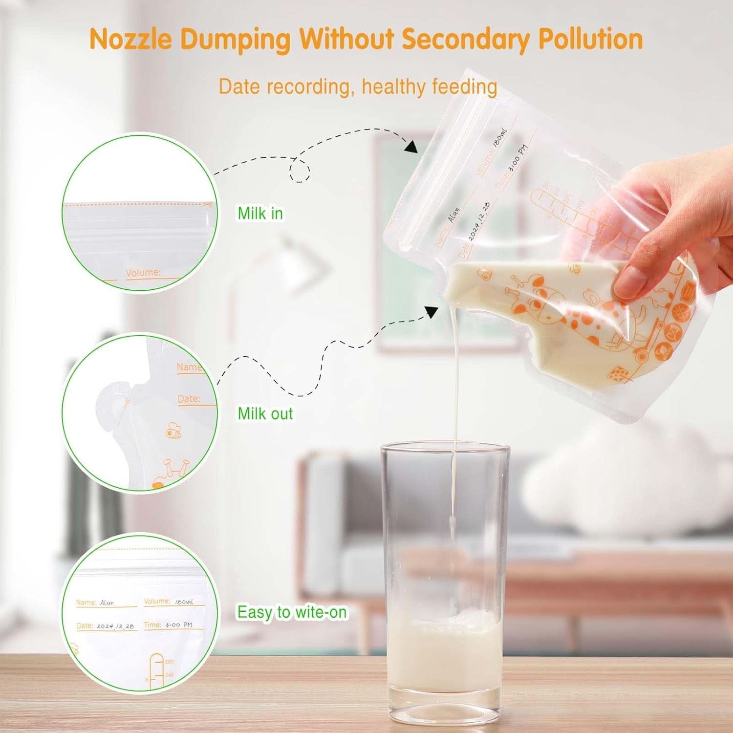 Vinabo 50 Stück Muttermilchbeutel, 250 ml Bpa-Free Skladovací sáček Muttermilch, Milchbeutel Für Muttermilch Mit Ausgießer Für Das Stillen, Selbststehender, Kann Eingefroren Werden, Vorsterilisiert Příslušenství Jídlo a kojení Baby Naty Shop