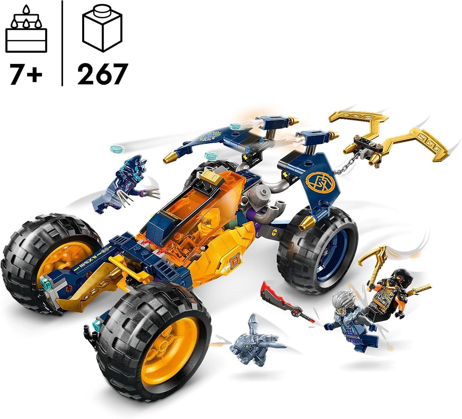 LEGO NINJAGO Arin's Ninja terénní bugina, Ninja hračka s autem, drakem a 4 minifigurkami, dobrodružná sada buggy pro děti, dárek k narozeninám pro chlapce a dívky 7 let 71811 Stavebnice Beuche den LEGO-Store