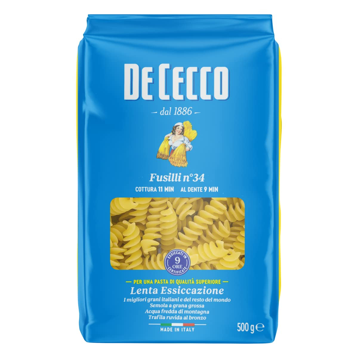 Fusilli 34, semolinové těstoviny Grano duro, 500 g