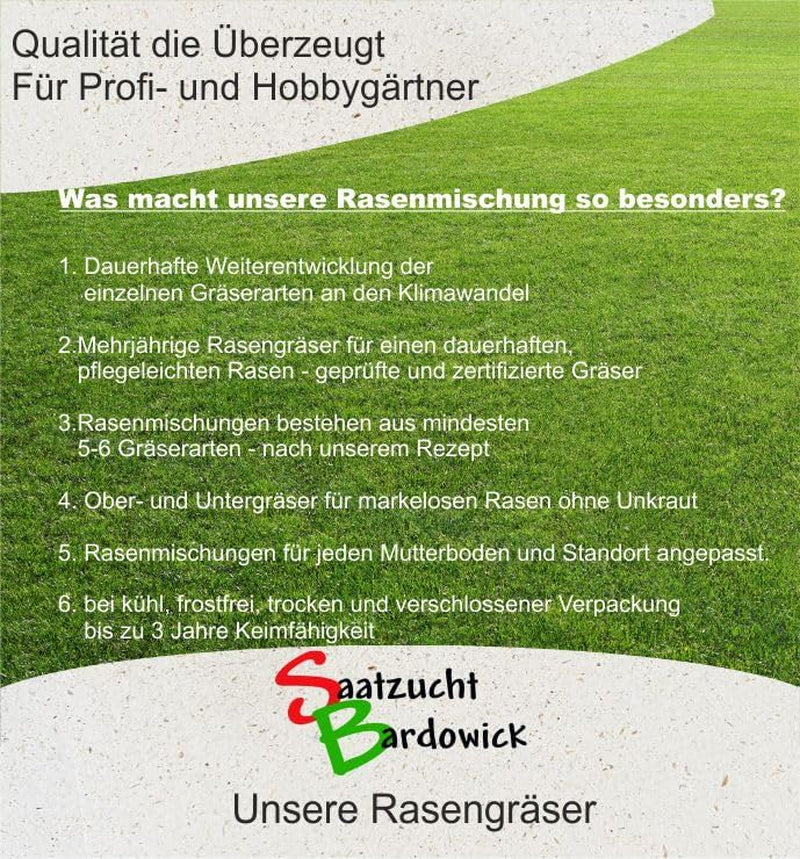 1-30 Kg Rasensamen Berliner Tiergarten Gebrauchsrasen - Für Trockene Standorte - Qualität Zum Fairen Preis (10 Kg)