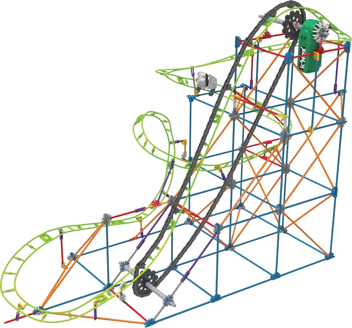 Horská dráha K'NEX 51438 Typhoon Frenzy, model 2 v 1, barevná stavebnice pro chlapce a dívky, 19 nožní hračka, 640dílná dětská stavebnice pro děti od 9 let