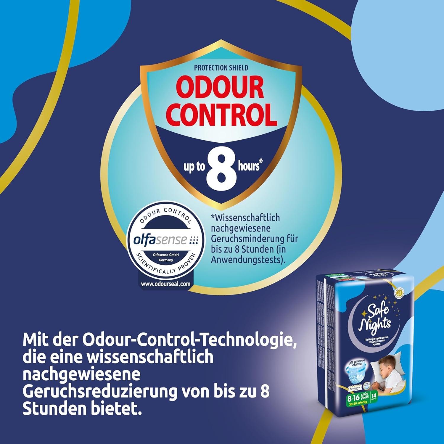 Safe Nights Boy, noční kalhoty pro věk 8-16 let (30-50 kg), 84 kusů