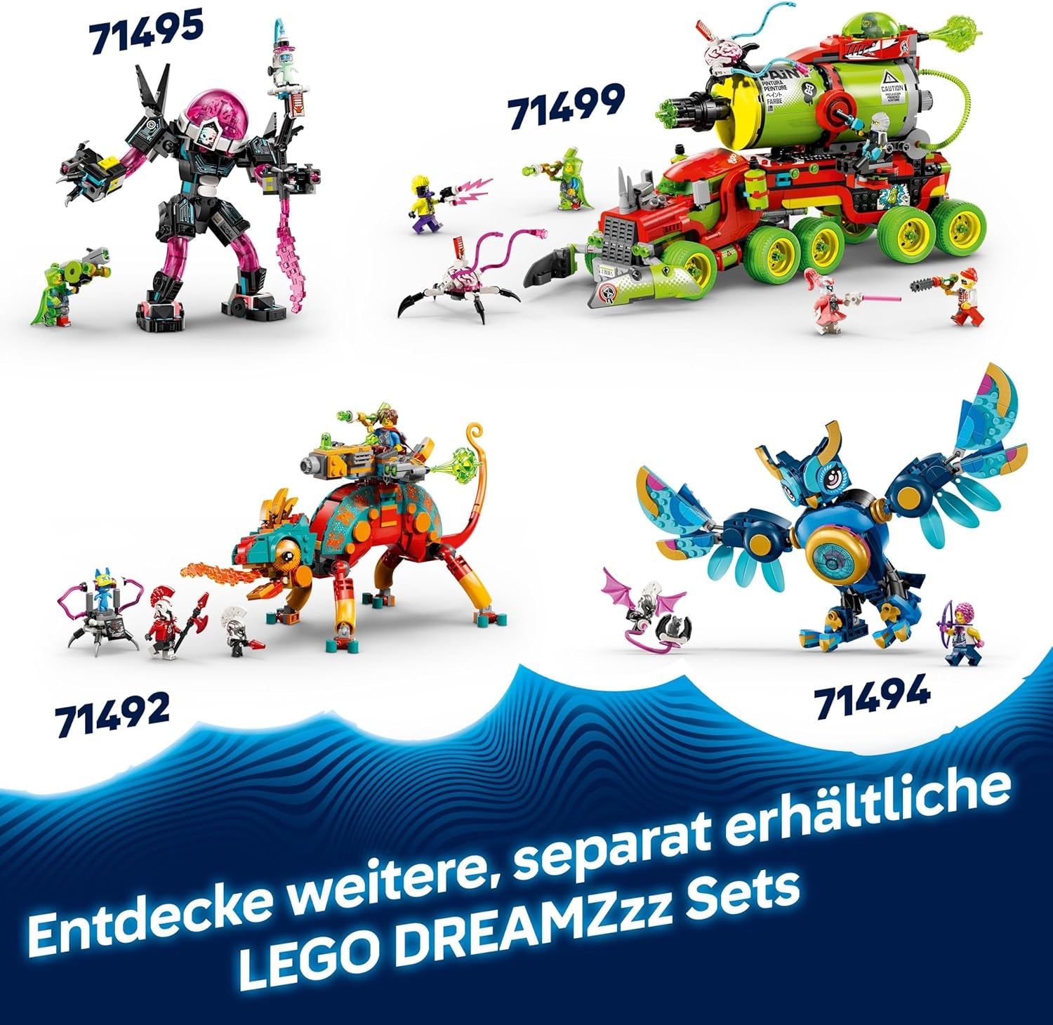 LEGO DREAMZzz Albtraumhai-U-Boot - Modulární sada se 2 stavebními prvky, 2 abnehmbaren Fluggeräten a 5 minifigurkami, vč. Mateo und Astrid - Dárek pro dívky a chlapce od 9 let - 71500
