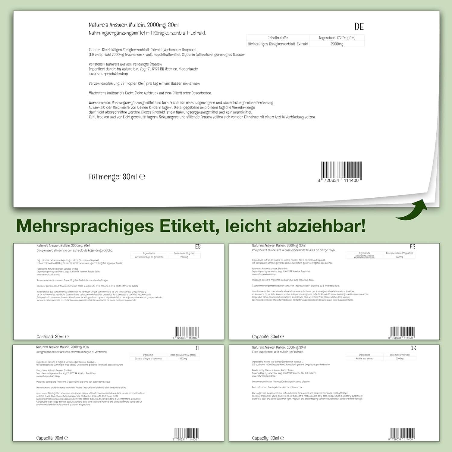 Extrakt z listů divizna, 30 ml, bez alkoholu Arome Naty Shop