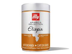 Cafea Illy, boabe de espresso din Selecția Arabica din Etiopia - pachet conținând 2 doze de 250g fiecare