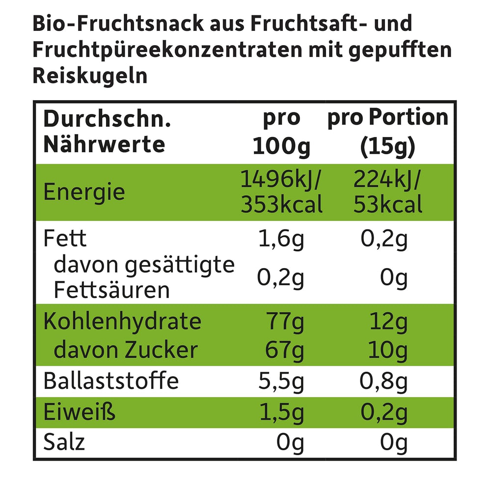 FRECHE FREUNDE Bio ovocná želé, jablka, maliny a rýžová lízátka, ovocná sladká svačina pro děti, bezlepková, veganská, balení 20 ks (20 x 30 g)