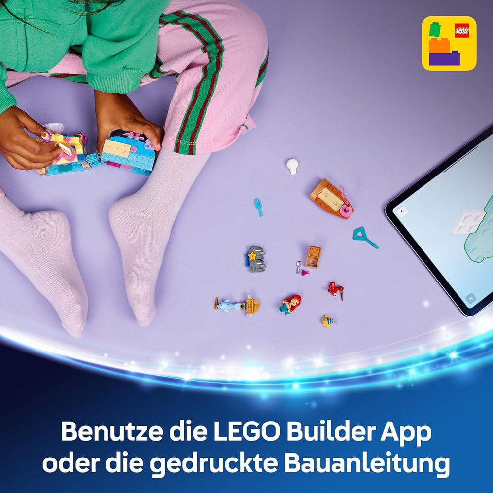 LEGO ǀ Disney Princezna Arielles Kouzelný mini hrad - Spielzeug Schloss aus Die kleine Meerjungfrau mit Einer Micro Puppe, Tierfiguren Sebastian & Fabius - Geschenk für Mädchen ab 5 Jahren - 43285