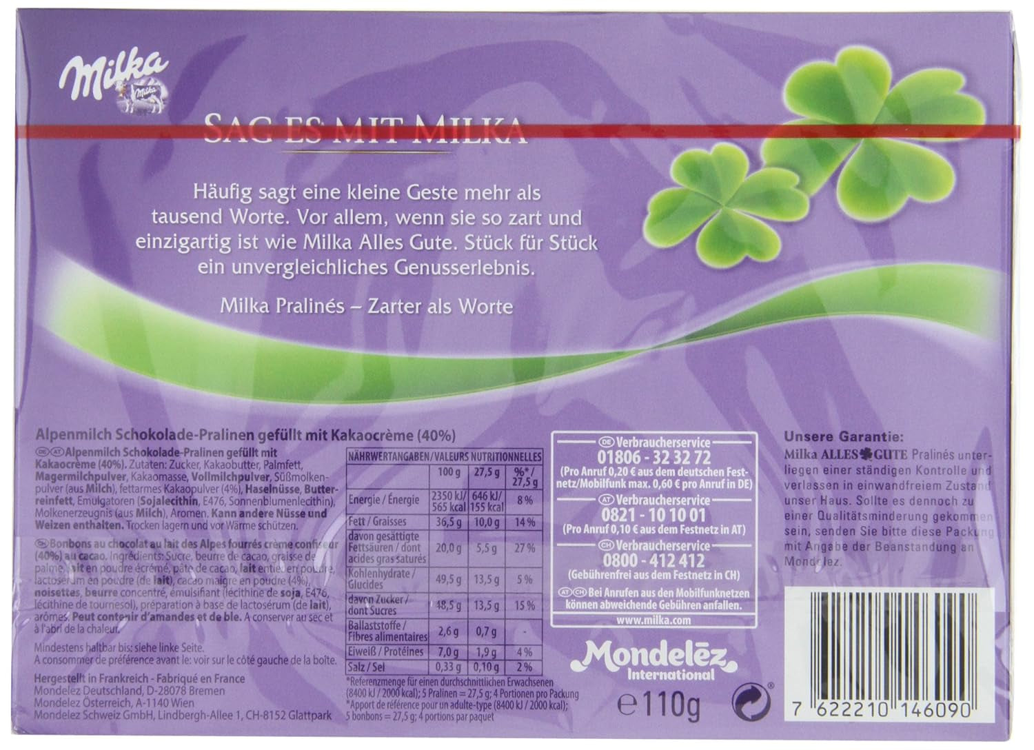 Milka All the Best Pralines 10 x 110g, Jemné pralinky z alpské mléčné čokolády s kakaovou krémovou náplní (balení 2 ks)