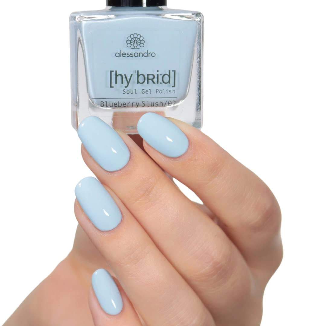 HYBRIDNÍ lak na nehty alessandro Blueberry Slush - pastelově modrý - Perfektní nehty v pouhých 3 krocích, bez LED - vydrží až 10 dní! 8 ml