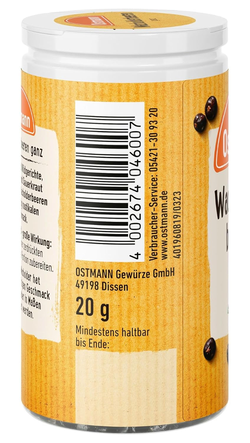 Ostmann Gewürze - Wacholderbeeren ganz | Ideální k dochucení kyselých a zvěřinových pokrmů 20 g v Der Streudose