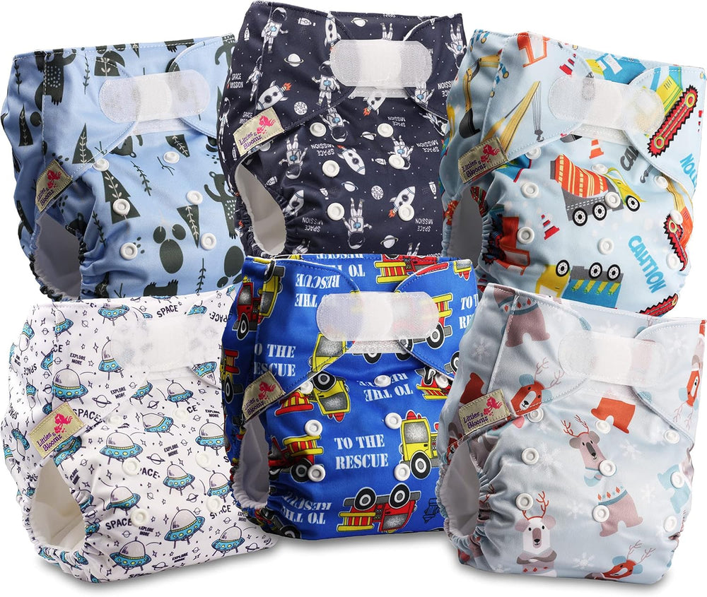 Opakovaně použitelná plena Littles and Bloomz FLV2-0602, standardní zapínání na suchý zip, 6 plen