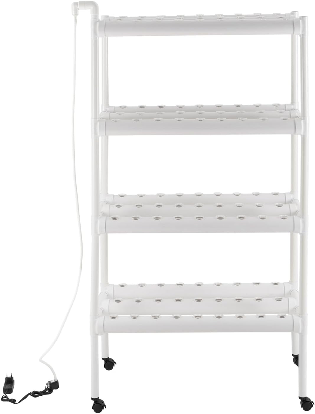 Sada pro hydroponické pěstování se 108 místy pro výsadbu, 4 úrovněmi s vodní pumpou. Hydroponický systém vyrobený z potravinářských PVC-U trubek pro domácí, balkónovou, zahradní a balkónovou zeleninu.