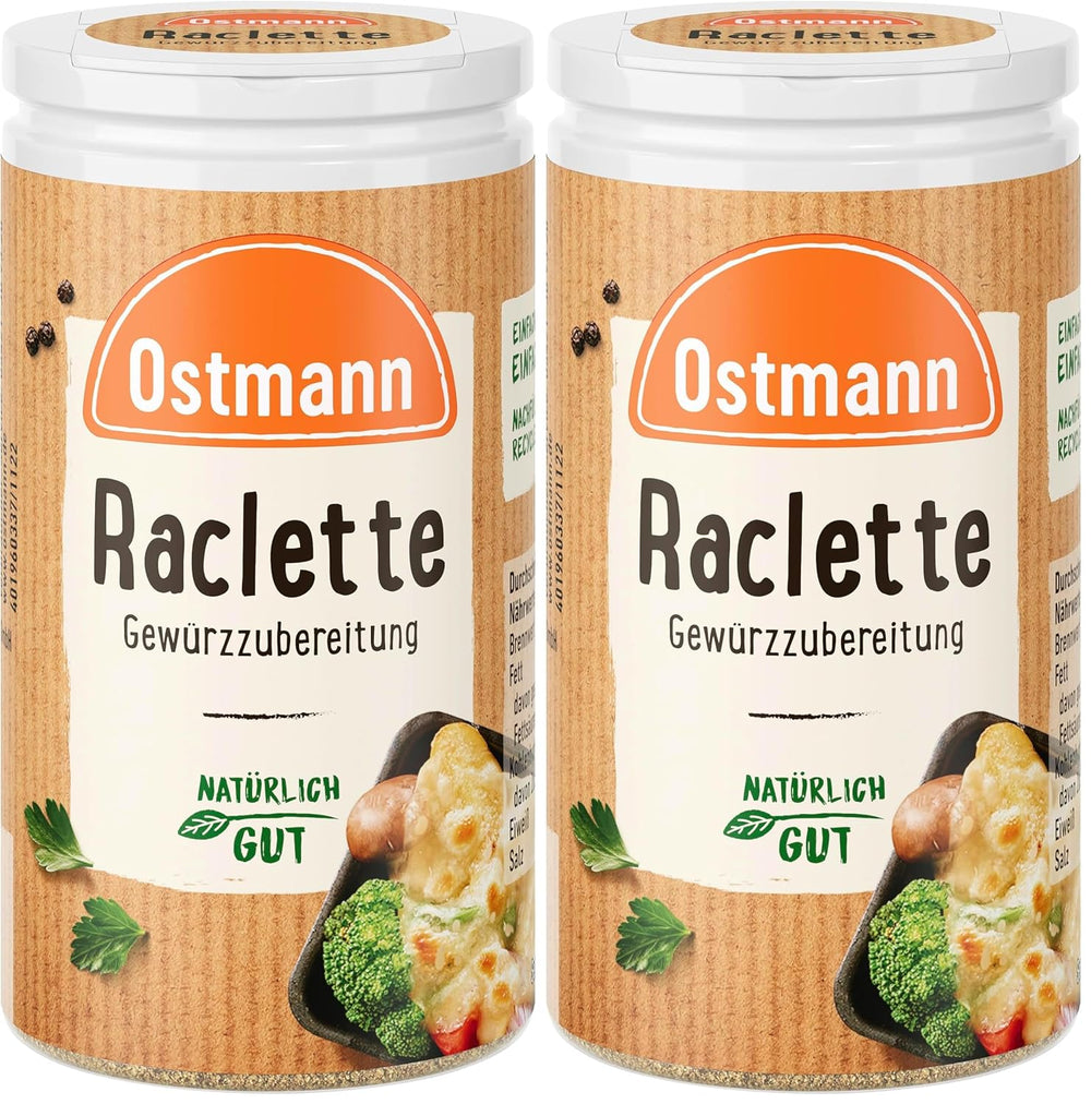 Ostmann Gewürze - Raclette Gewürzzubereitung | Zum Würzen von Käsegerichten | Recyclebare, nachfüllbare Streudose | 45 g ve Streueru