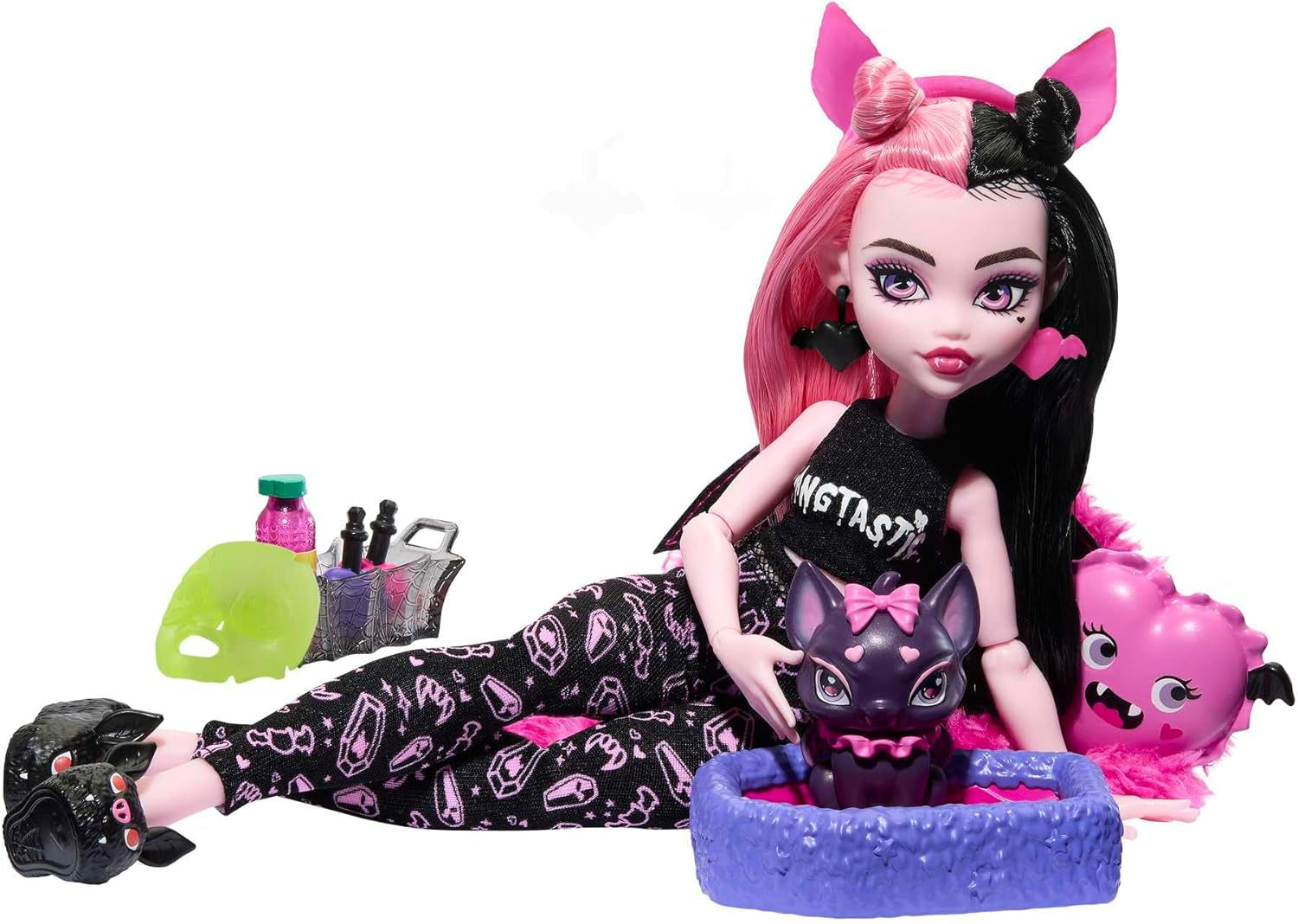 Příslušenství pro panenky a pyžamové párty MONSTER HIGH Draculaura Bat Count Fabulous Doll Pet Creepover Party HPY66 Naty Shop Dolls
