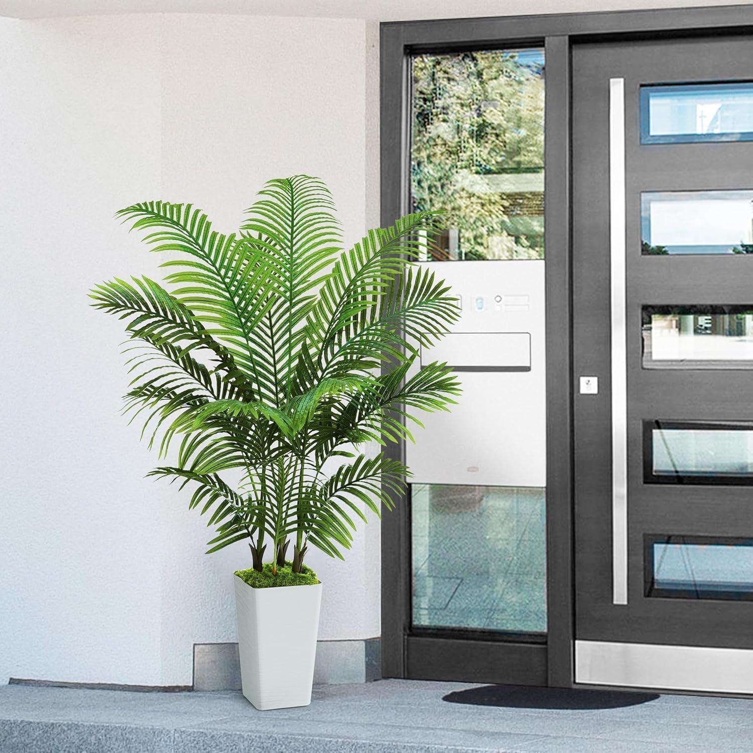Künstliche Areca Palme Indoor 150Cm - Kunstpflanze Im Topf, Groß Areca Palme Uv-Beständig Für Innen & Außen - Fake Pflanzen Deko Für Wohnzimmer, Balkon, Büro, Garten