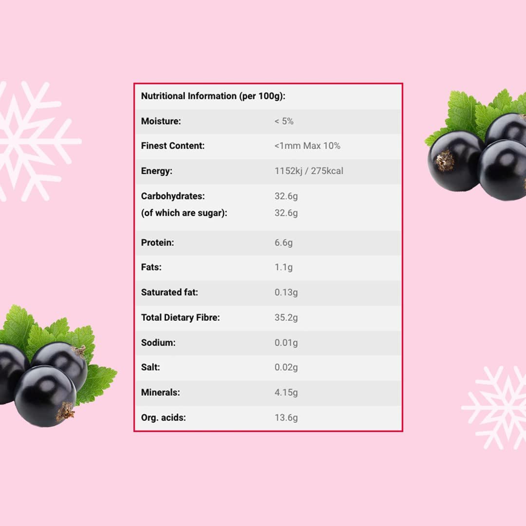 Coacăze negre liofilizate 250g - Fructe liofilizate - Fructe uscate liofilizate - Coacăze negre uscate pentru coacere, muesli, decorarea prăjiturilor, deserturi Produse deshidratate Naty Shop